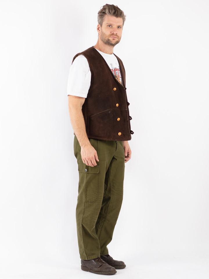 Vintage 70's Men Sheepskin Vest in Brown