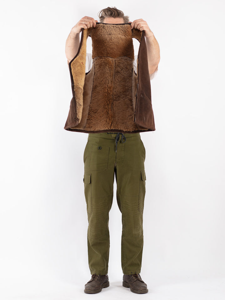 Vintage 70's Men Sheepskin Vest in Brown