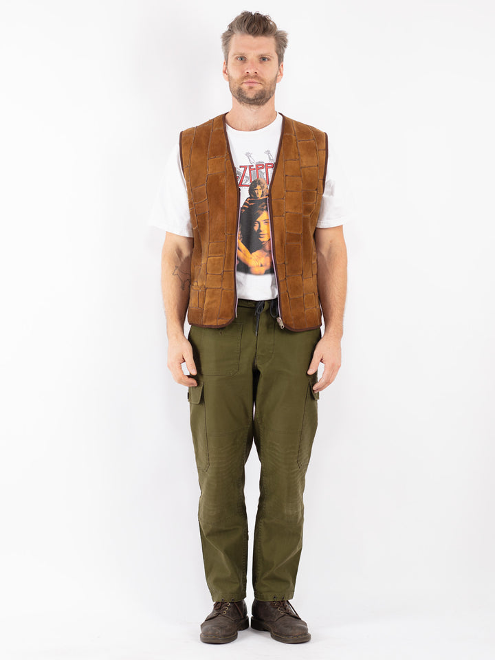 Vintage 70's Men Sheepskin Vest in Brown