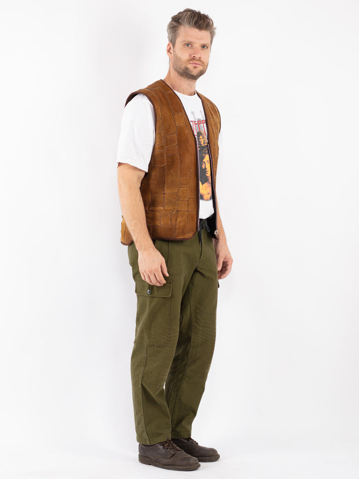 Vintage 70's Men Sheepskin Vest in Brown