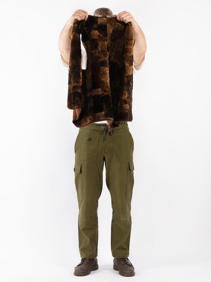 Vintage 70's Men Sheepskin Vest in Brown