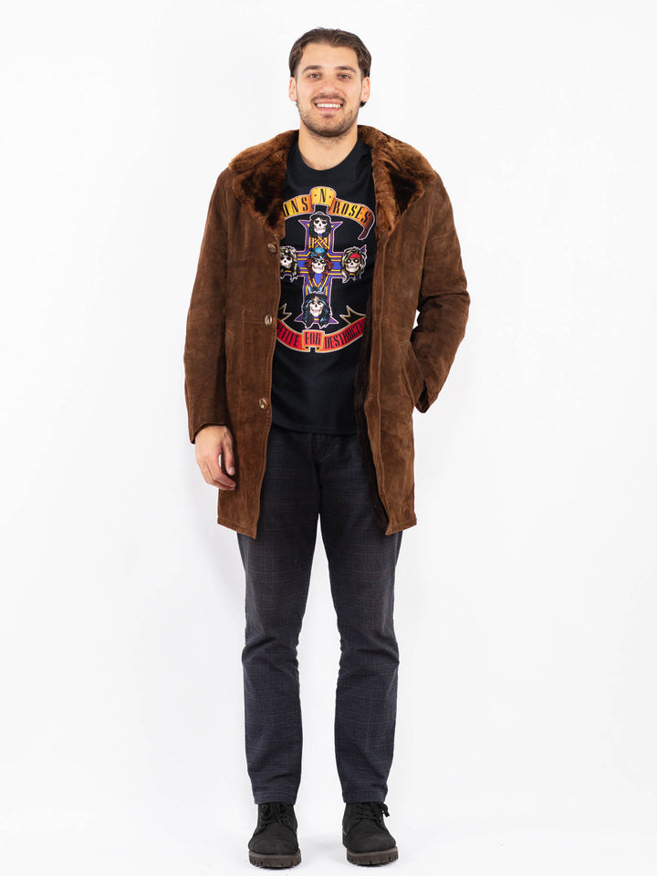 Vintage 70's Men Suede Sherpa Coat in BrownZ2368