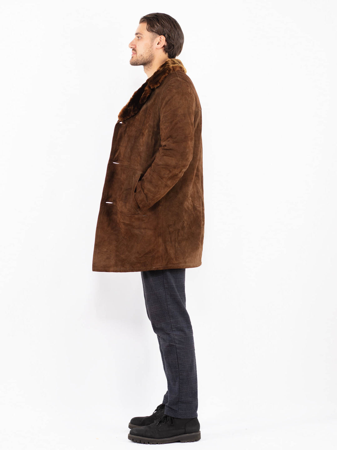 Vintage 70's Men Suede Sherpa Coat in BrownZ2368