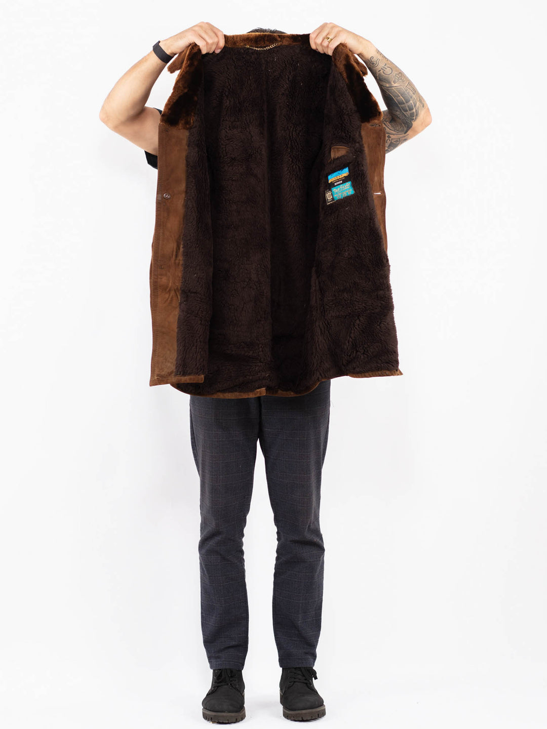 Vintage 70's Men Suede Sherpa Coat in BrownZ2368