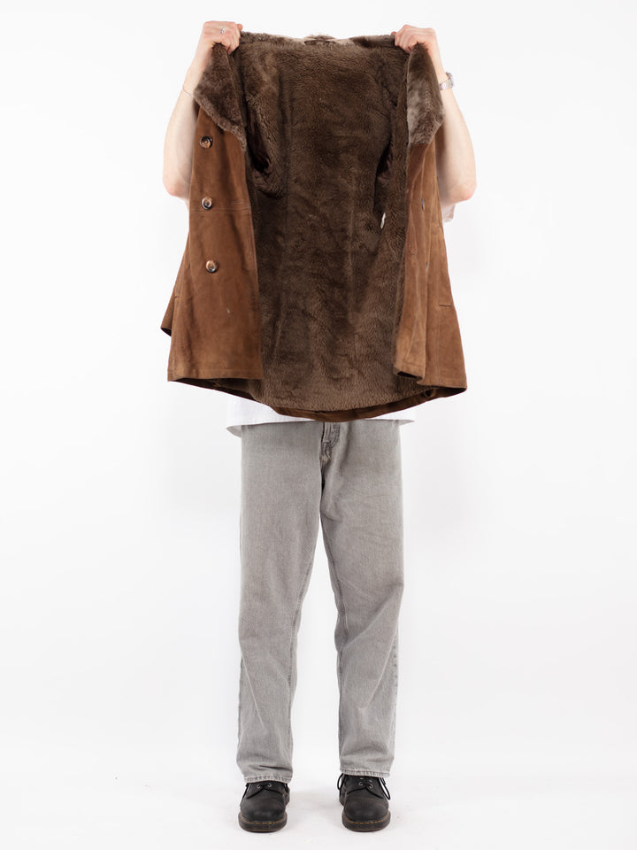 Vintage 70's Men Suede Sherpa Coat in BrownZ2527