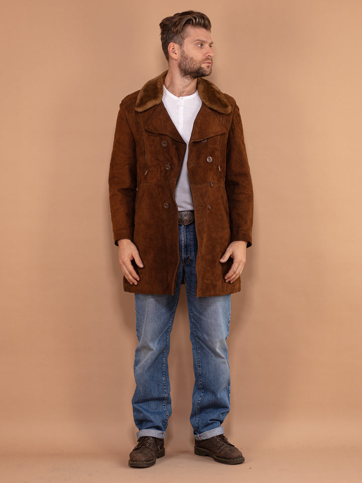 Vintage 70's Men Suede Sherpa Coat in Brown - NorthernGrip