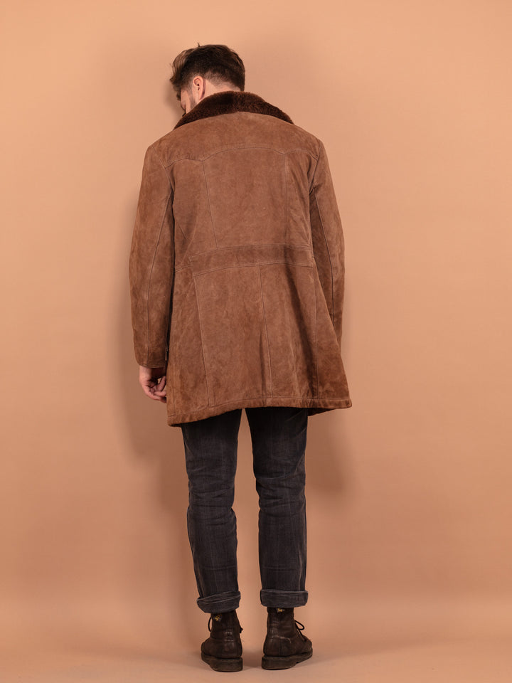 Vintage 70's Men Suede Sherpa Coat in Brown - NorthernGrip