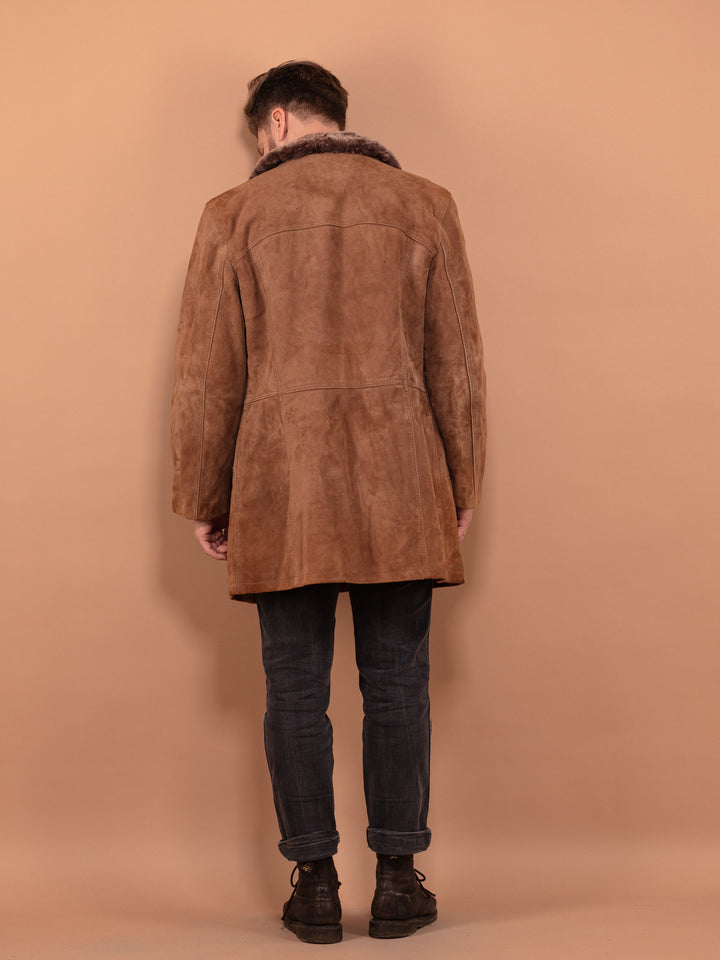 Vintage 70's Men Suede Sherpa Coat in Brown - NorthernGrip