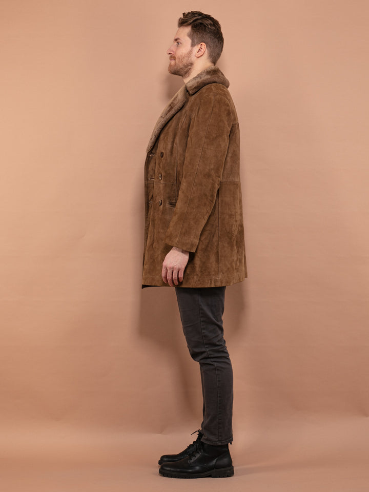 Vintage 70's Men Suede Sherpa Coat in Brown - NorthernGrip