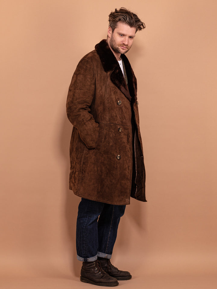 Vintage 70's Men Suede Sherpa Coat in Brown - NorthernGrip