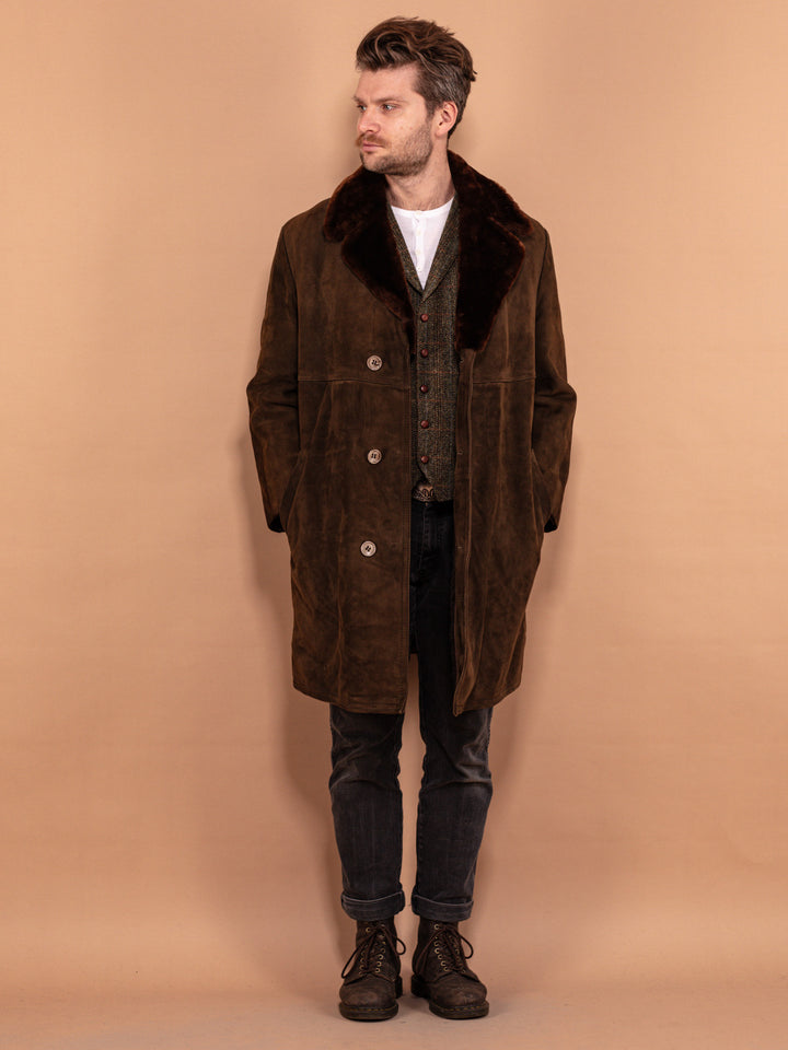 Vintage 70's Men Suede Sherpa Coat in Brown - NorthernGrip