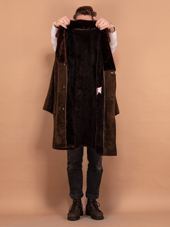 Vintage 70's Men Suede Sherpa Coat in Brown - NorthernGrip