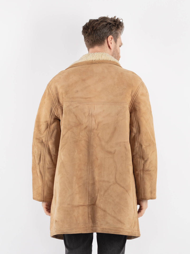 Vintage 70's Men Suede Sherpa Coat in Beige - NorthernGrip