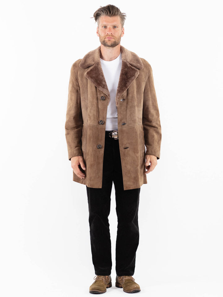 Vintage 70's Men Suede Sherpa Coat in BeigeZ1868