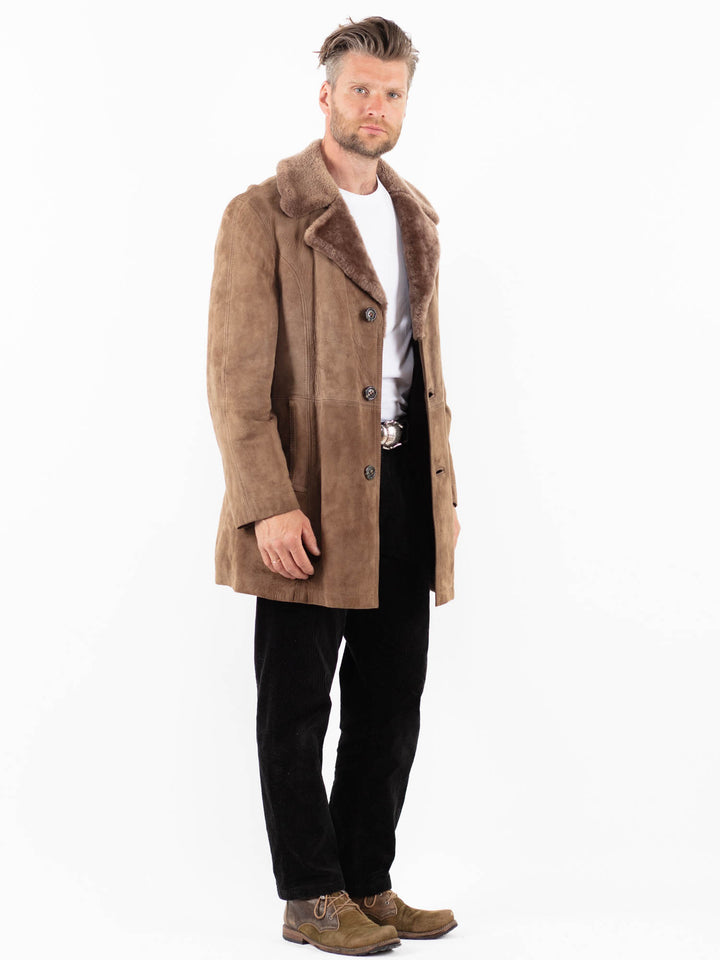 Vintage 70's Men Suede Sherpa Coat in BeigeZ1868