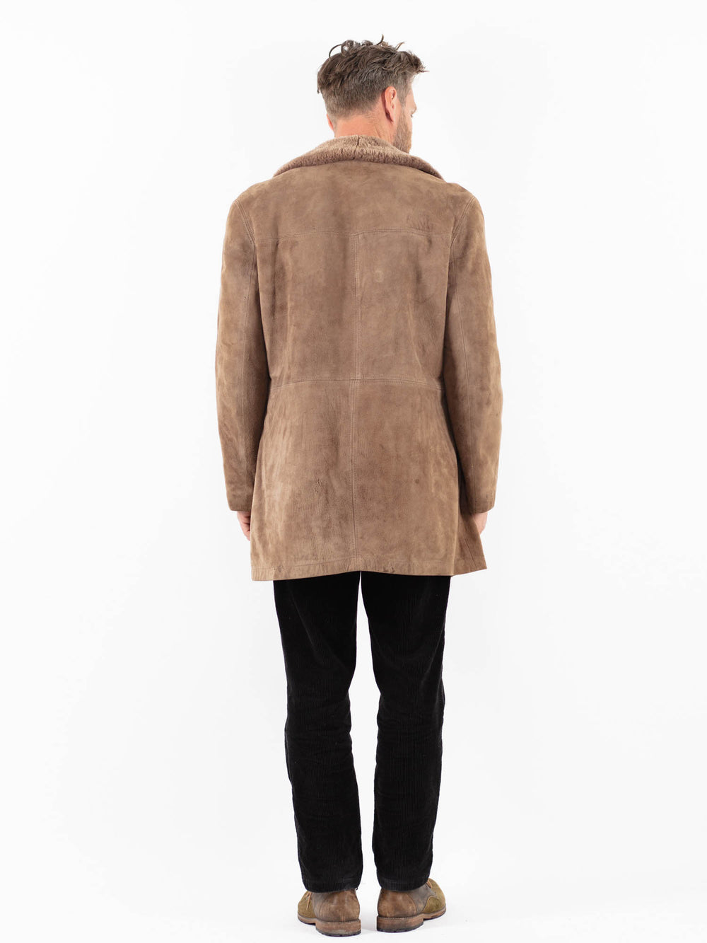 Vintage 70's Men Suede Sherpa Coat in BeigeZ1868