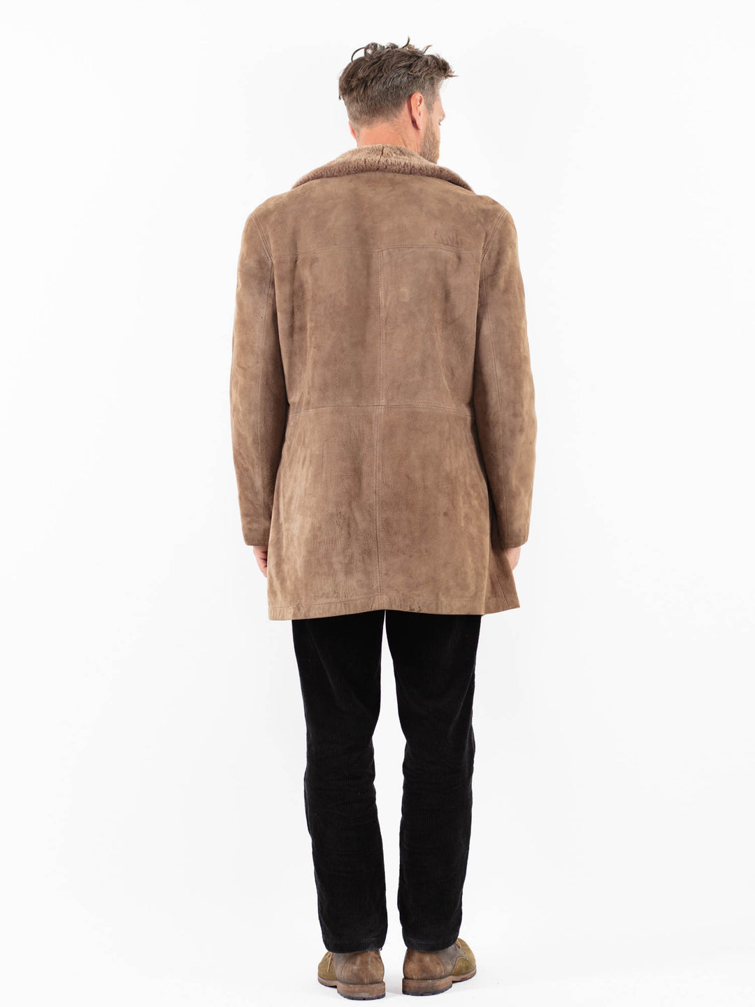 Vintage 70's Men Suede Sherpa Coat in BeigeZ1868