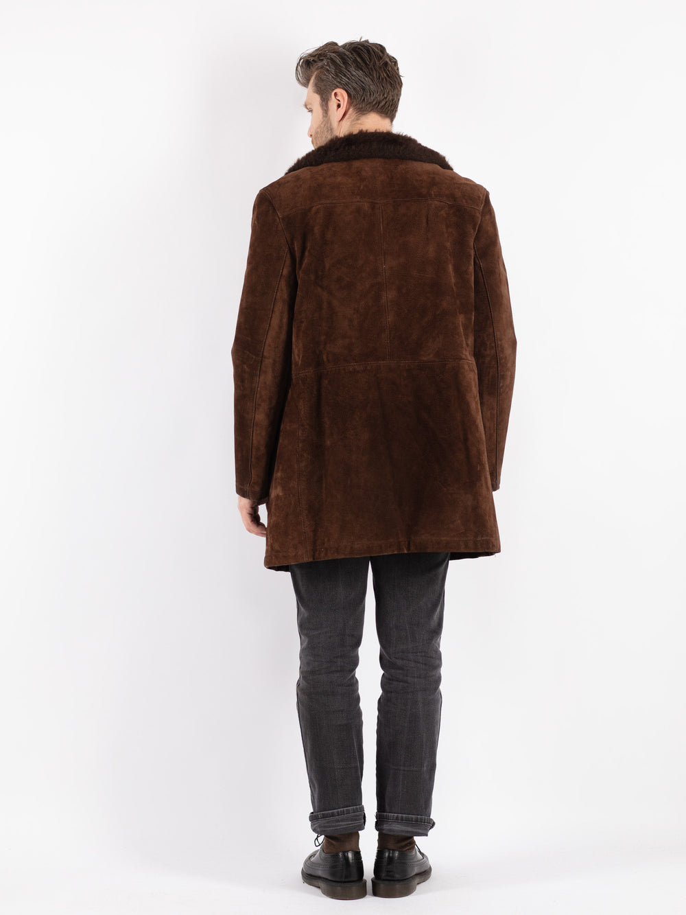 Vintage 70's Men Suede Sherpa Coat in Brown