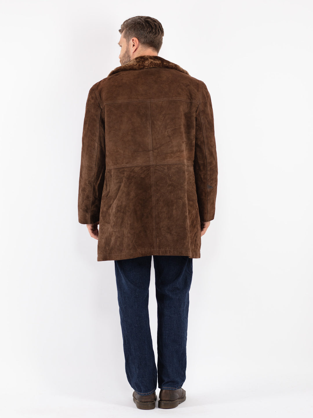 Vintage 70's Men Suede Sherpa Coat in Brown