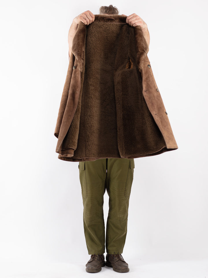 Vintage Men Suede Sherpa in Beige