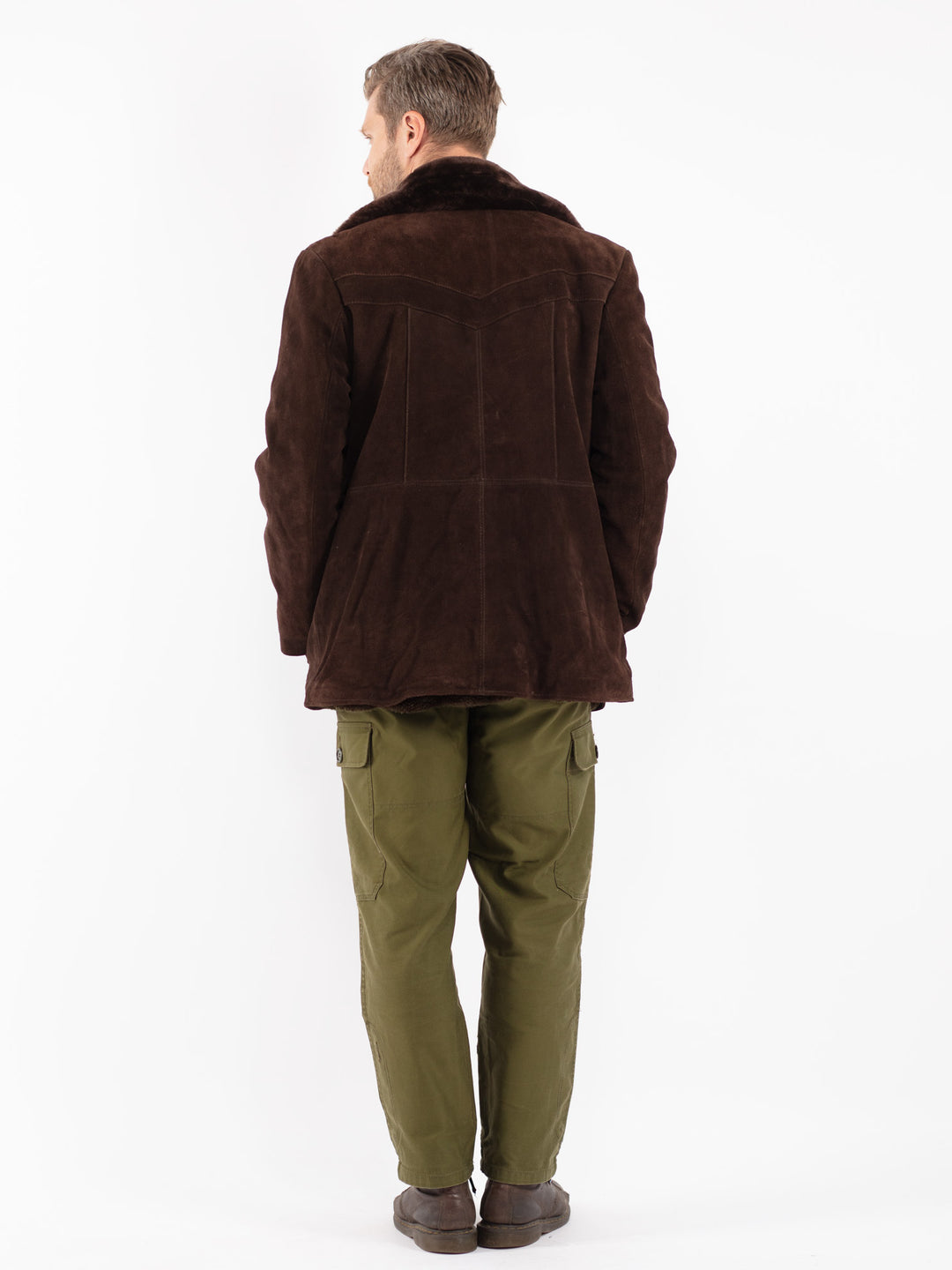 Vintage 70's Men Suede Sherpa Coat in Brown