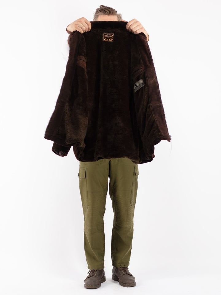 Vintage 70's Men Suede Sherpa Coat in Brown