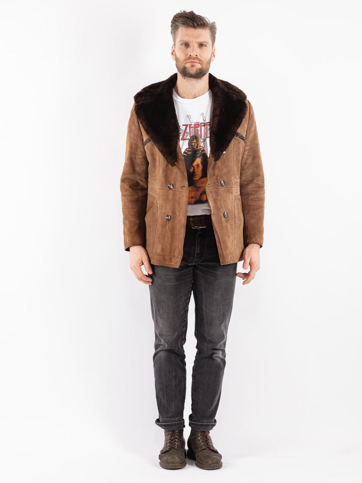 Vintage 70's Men Suede Sherpa Jacket in Brown