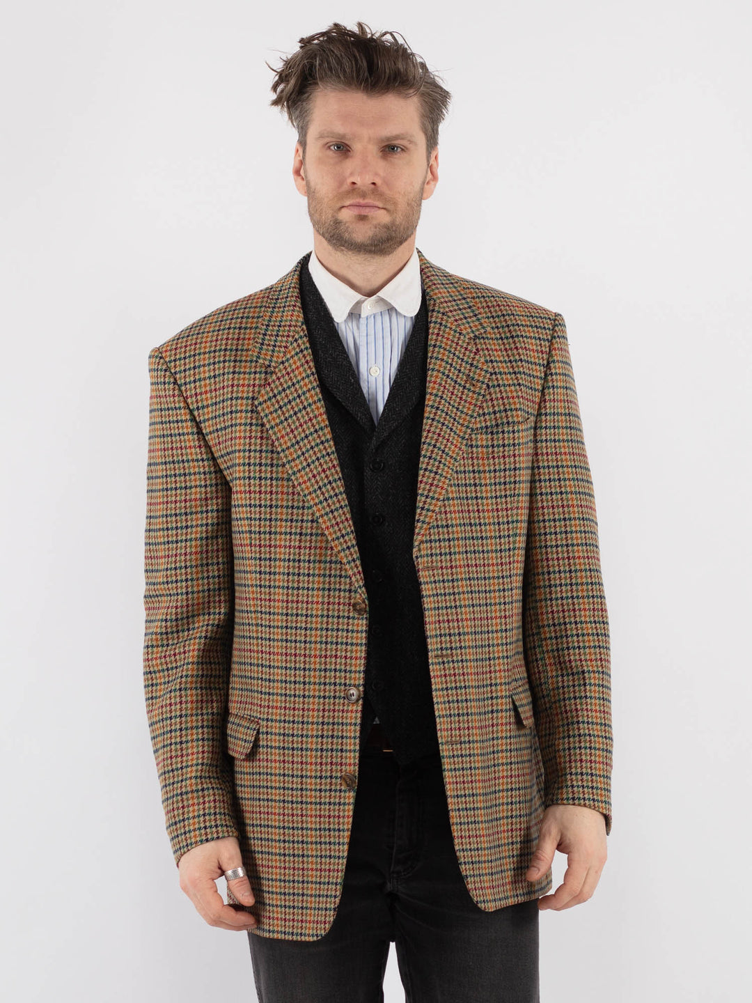 Vintage 70's Men Wool Blazer Jacket in Multi - NorthernGrip