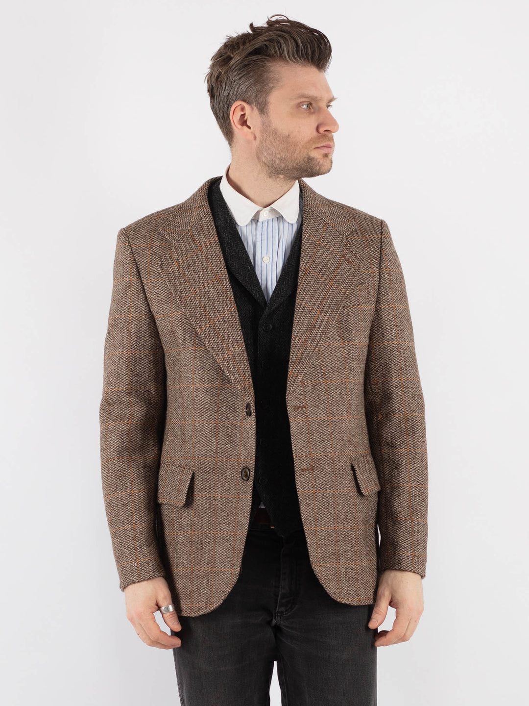 Vintage 70's Men Wool Blazer Jacket in Beige - NorthernGrip