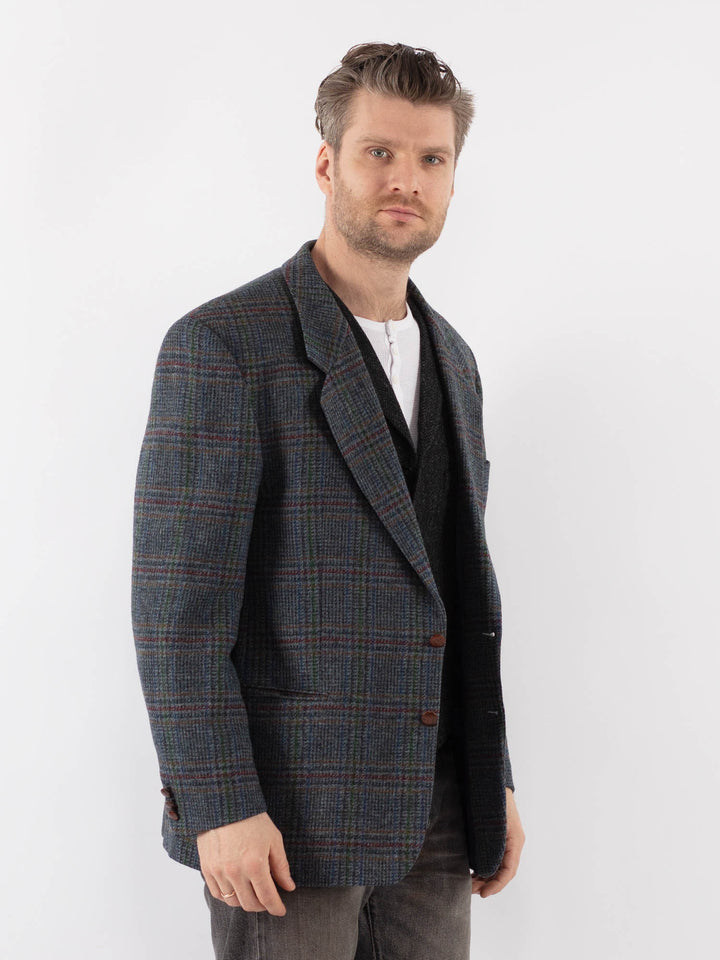 Vintage 70's Men Wool Blazer Jacket in BlueZ1074