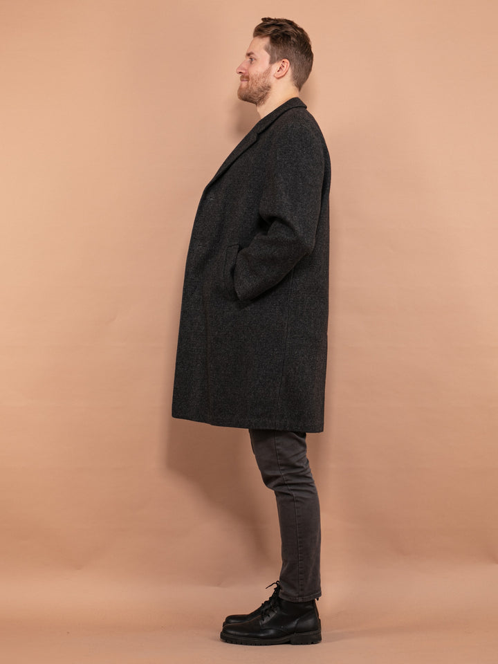 Vintage 70's Men Wool Blend Coat in Grey - NorthernGrip