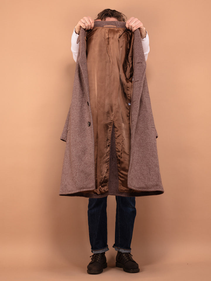 Vintage 70's Men Wool Coat in Brown - NorthernGrip