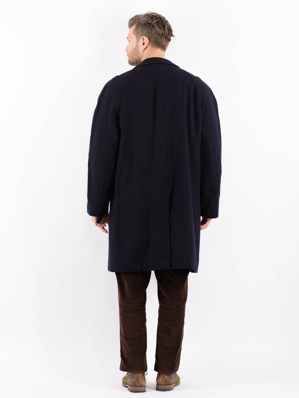 Vintage 70's Men Wool Coat in BlueZ1606