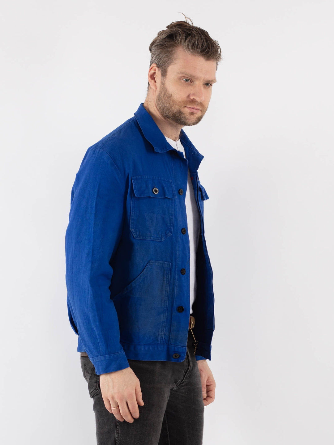 Vintage 70's Men Work Jacket in Blue