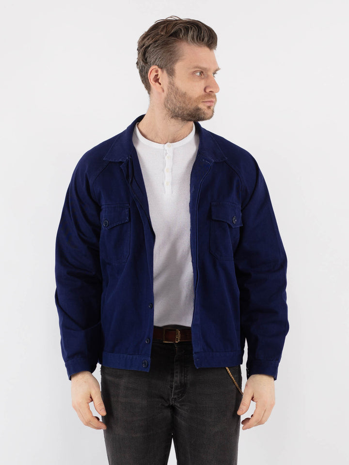 Vintage 70's Men Work Jacket in Blue