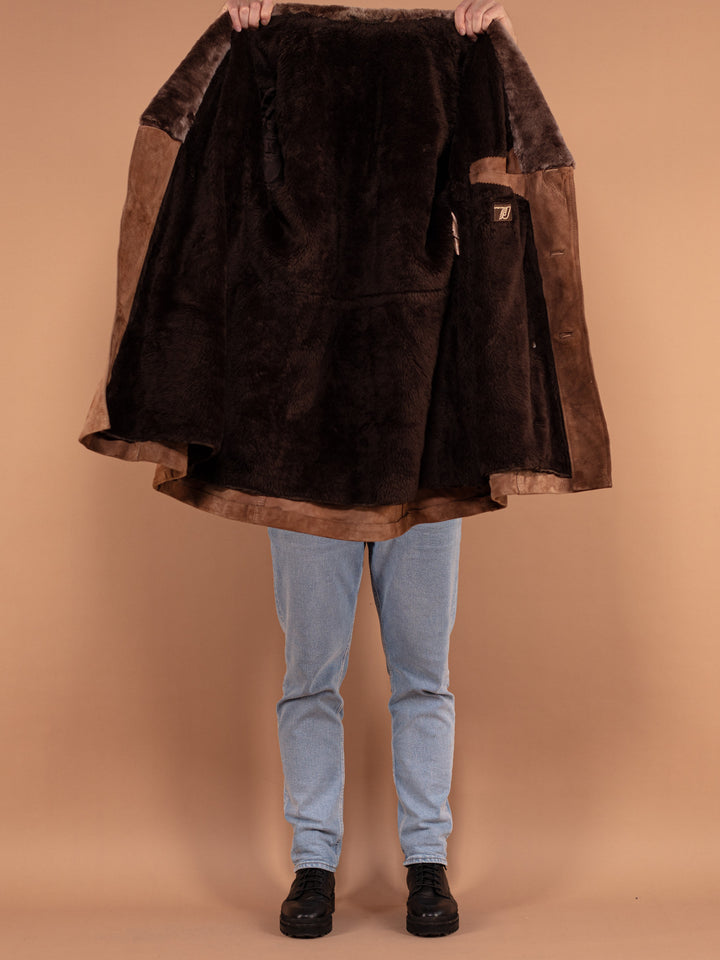 Vintage 70's Men Suede Sherpa Coat in Brown - NorthernGrip