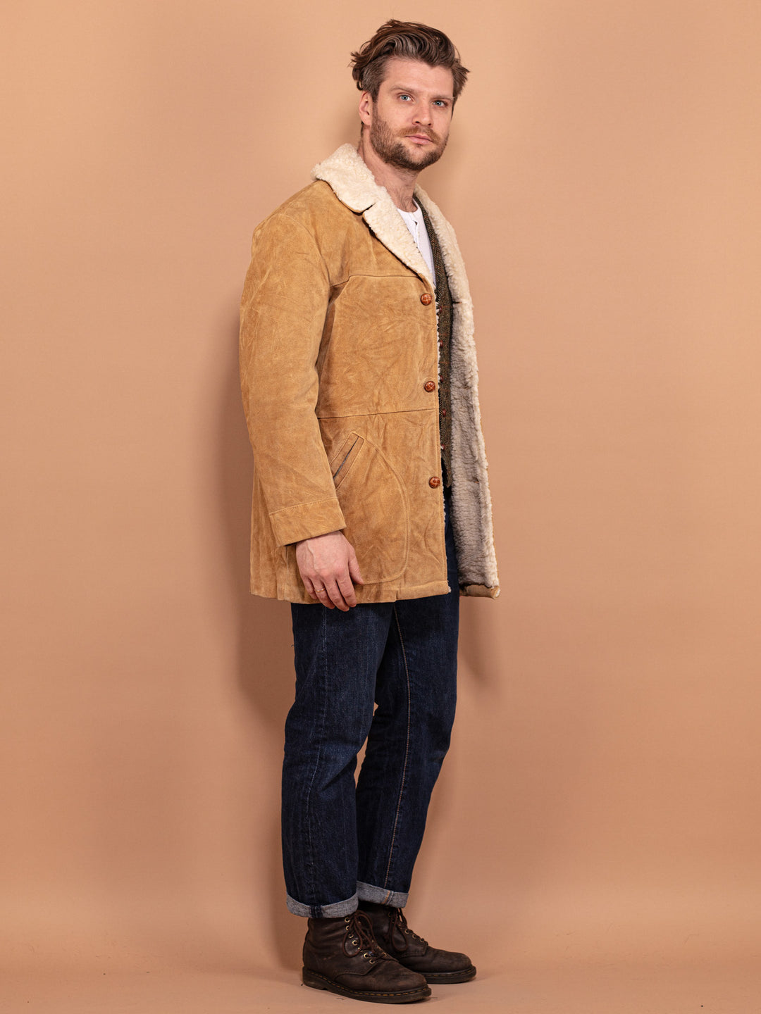Vintage 70's Sears Fieldmaster Suede Coat in Beige - NorthernGrip