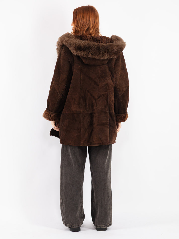 Vintage 70's Women Sheepskin Coat in Brown