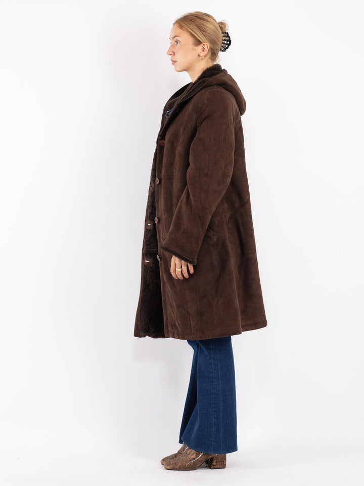 Vintage 70's Women Sheepskin Coat in Brown