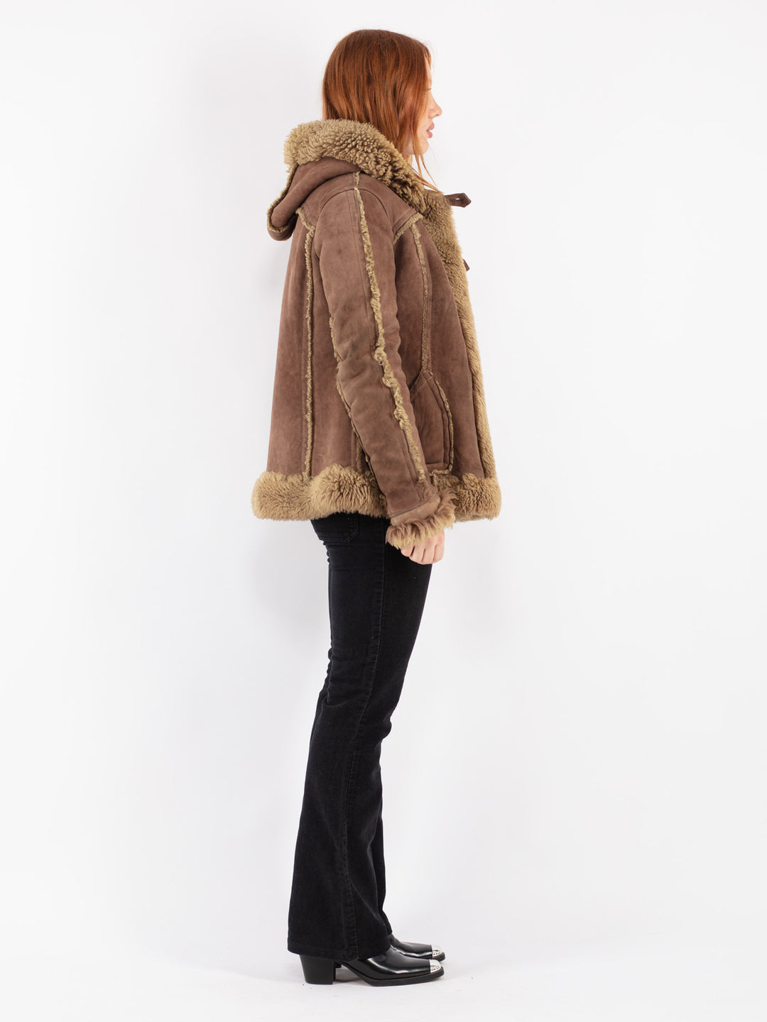 Vintage 70's Women Sheepskin Jacket in Brown