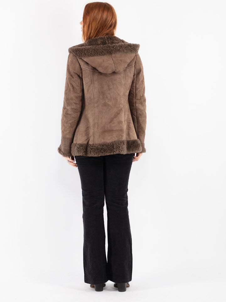 Vintage 70's Women Sheepskin Jacket in Brown