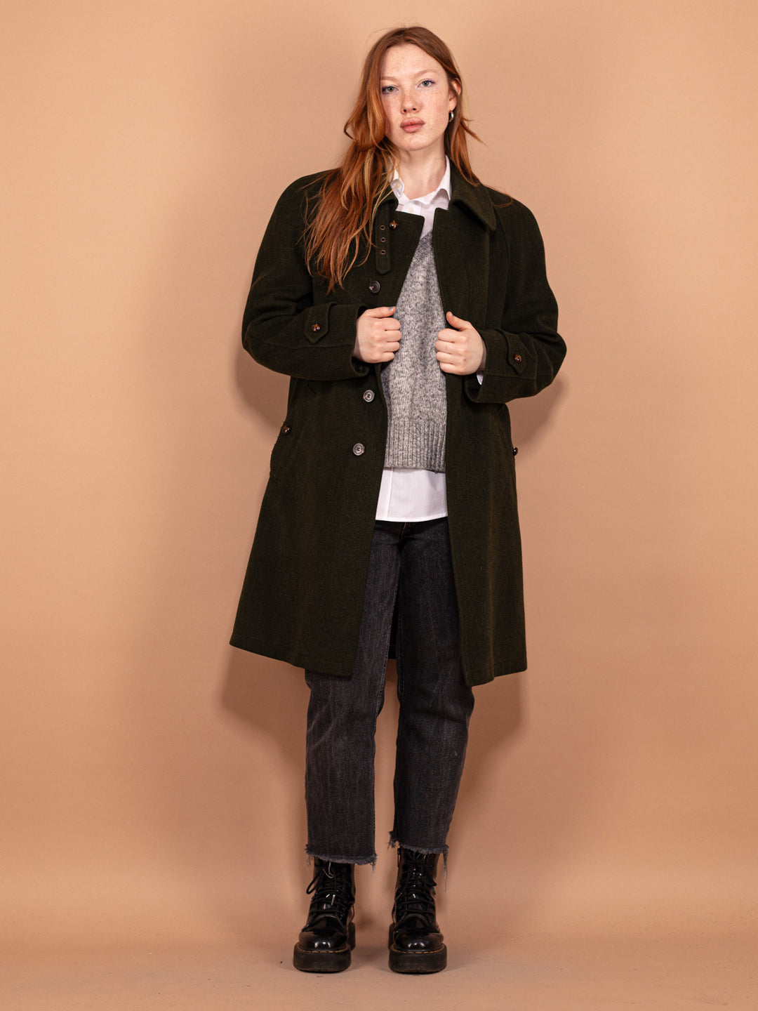 Vintage 70's Women Loden Wool Coat in Green - NorthernGrip