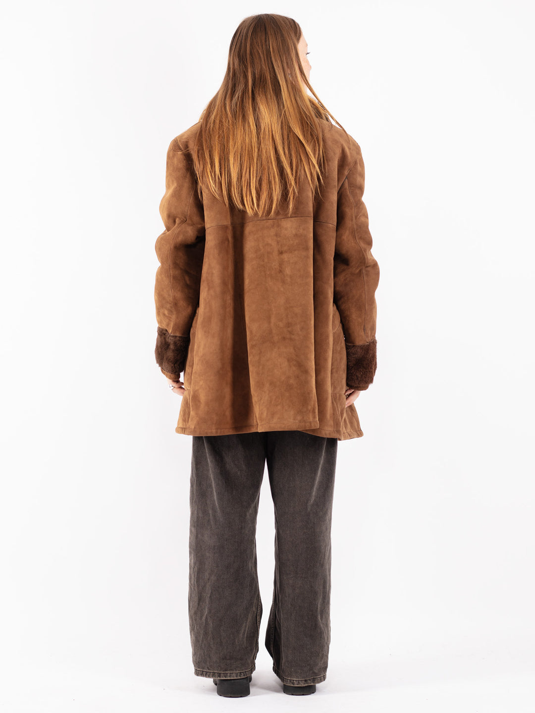 Vintage 70's Women Sheepskin Coat in Brown