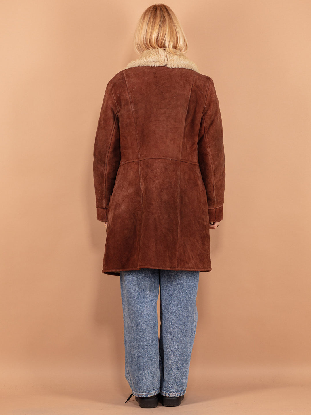 Vintage 70's Women Sheepskin Coat in Brown - NorthernGrip
