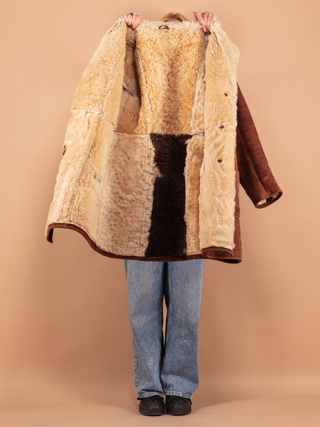 Vintage 70's Women Sheepskin Coat in Brown - NorthernGrip