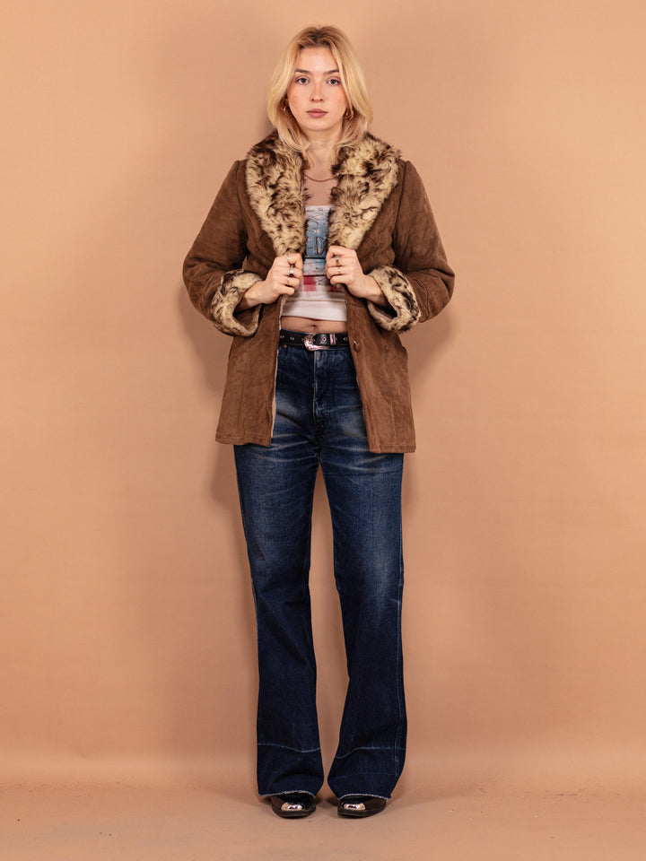 Vintage 70's Women Sheepskin Coat in Brown - NorthernGrip