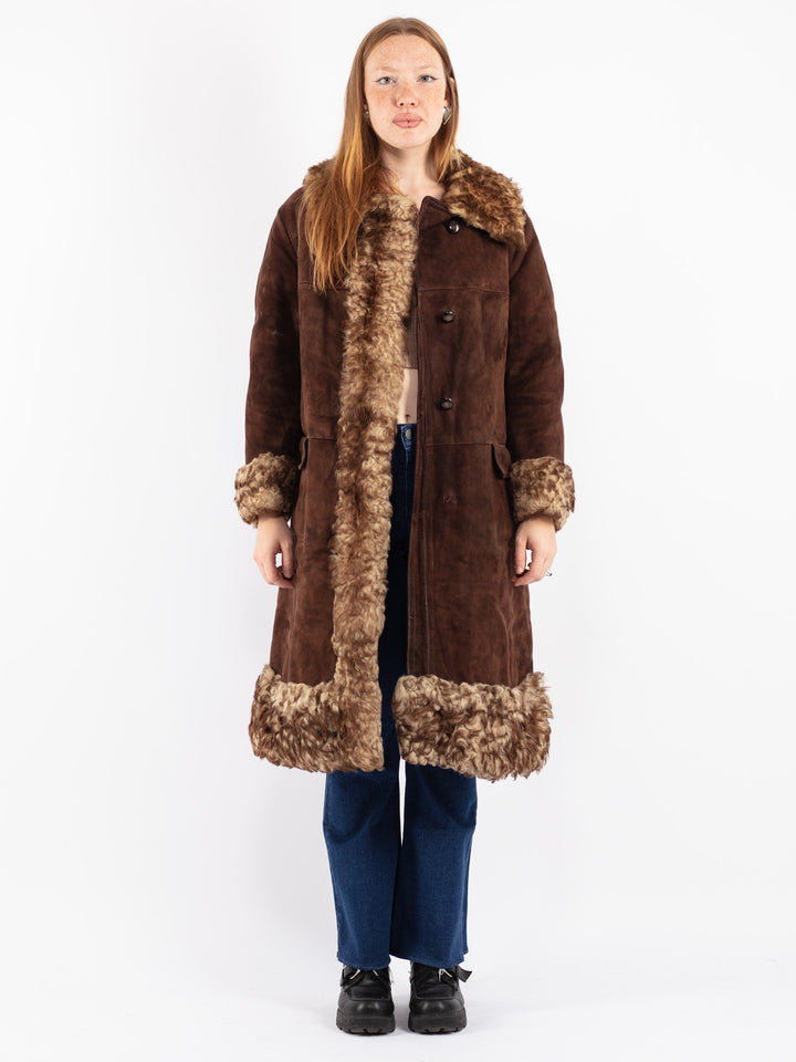 Vintage 70's Women Sheepskin Coat in Brown