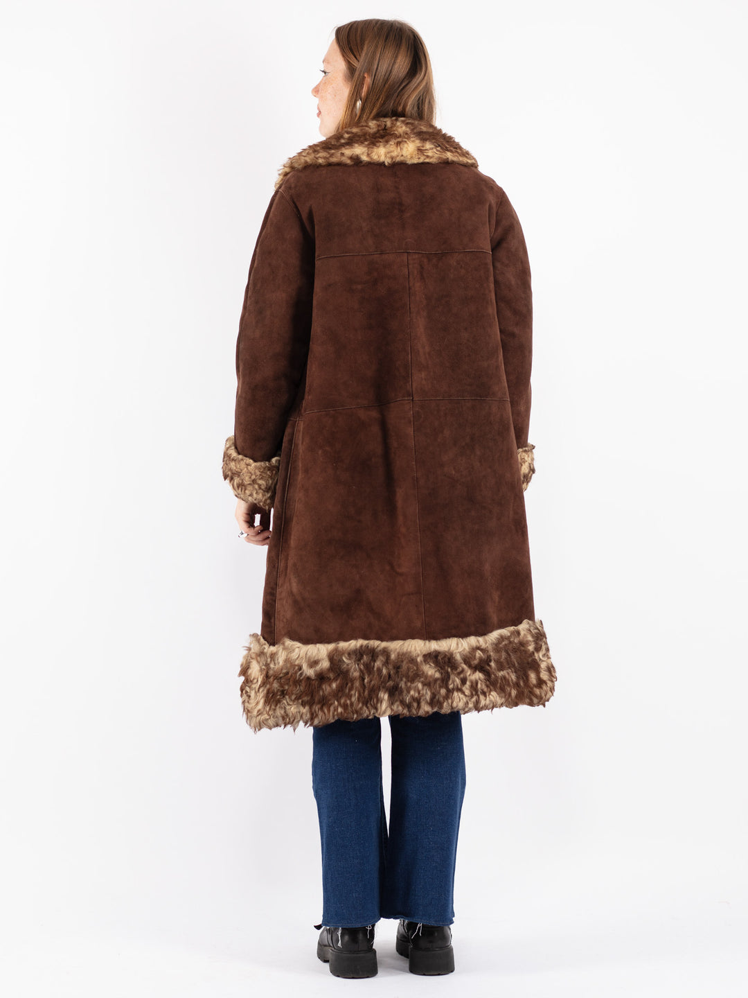 Vintage 70's Women Sheepskin Coat in Brown