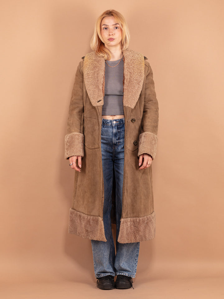 Vintage 70's Women Sheepskin Coat in Beige