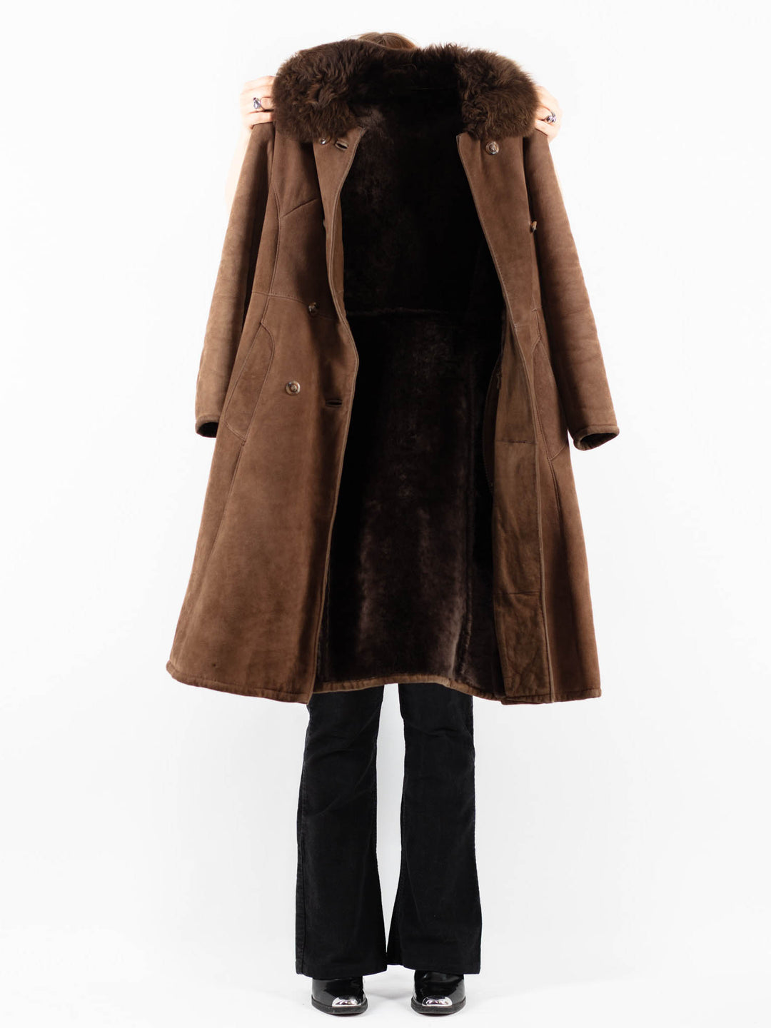 Vintage 70's Women Sheepskin Coat in BrownV9756